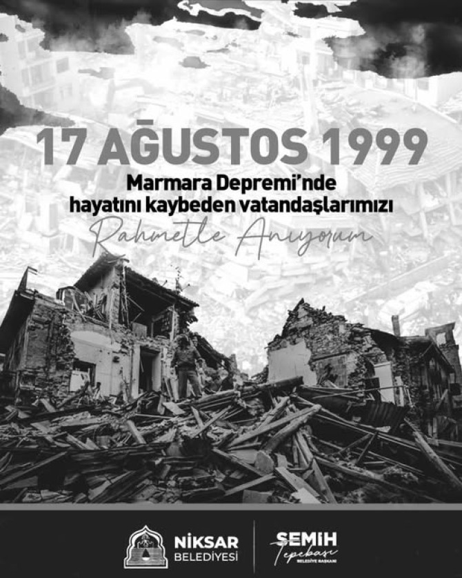 “17 Ağustos 1999 tarihinde yaşadığımız büyük Marmara Depremi, milletimizin hafızasında derin izler bırakan ve binlerce canımızı yitirdiğimiz en acı felaketlerden biridir