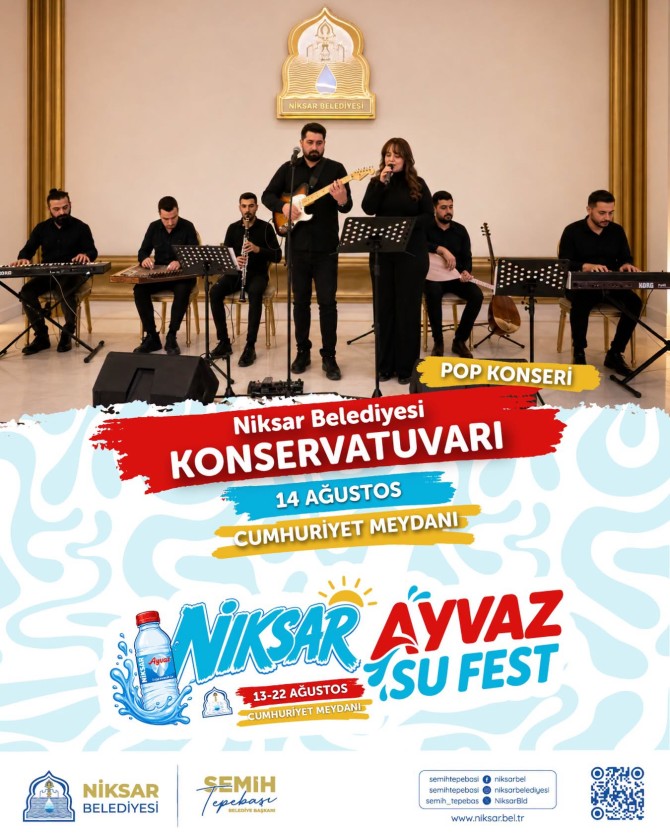 Festival coşkusu bu akşam DJ performansı ile başlayacak, ardından Niksar Belediyesi Konservatuvarımız Pop Konseri ile sahnede olacak. 🎧🎤