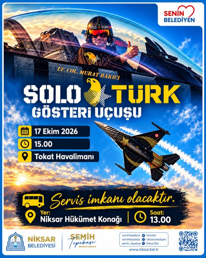 Türk Hava Kuvvetlerimizin gururu, gökyüzündeki millî gururumuz SOLOTÜRK, nefes kesen gösterisiyle Tokatlılarla buluşuyor!